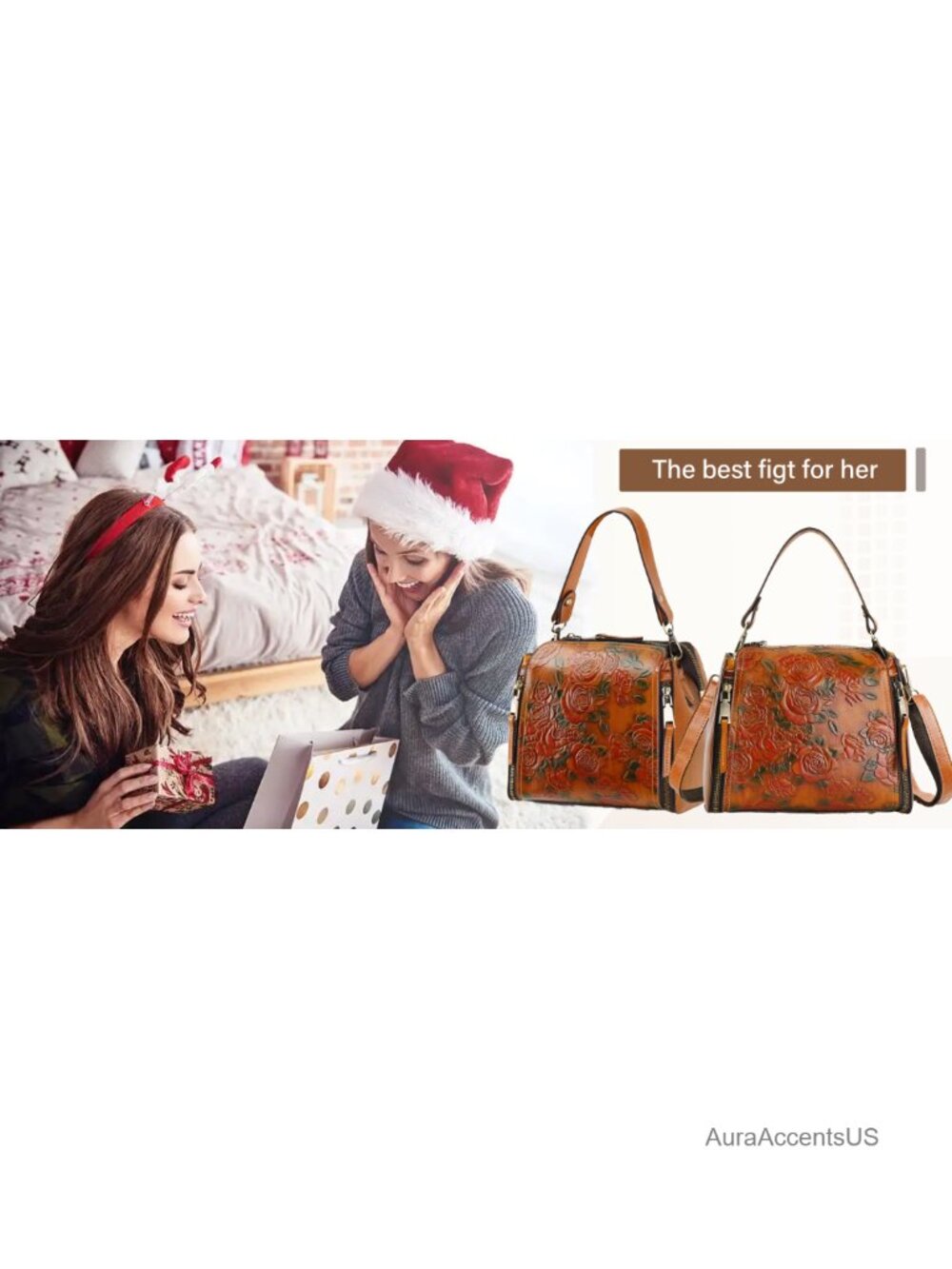 Genuine Leather Satchel Vintage Embossing Shoulder Crossbody Bag - Picture 6 of 6